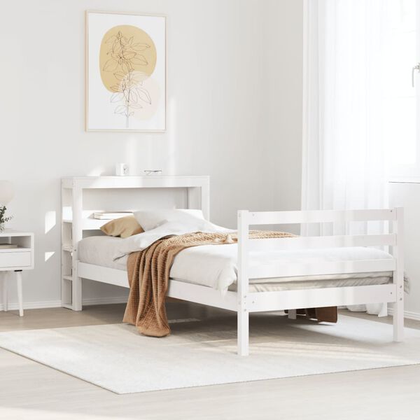vidaXL Bedframe zonder matras massief grenenhout wit 90x190 cm