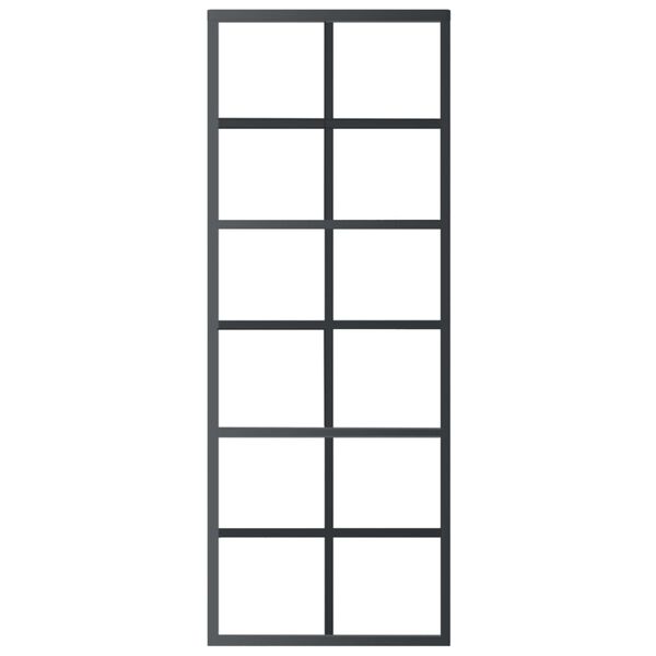 vidaXL Schuifdeur met beslag 76x205 cm aluminium en ESG-glas