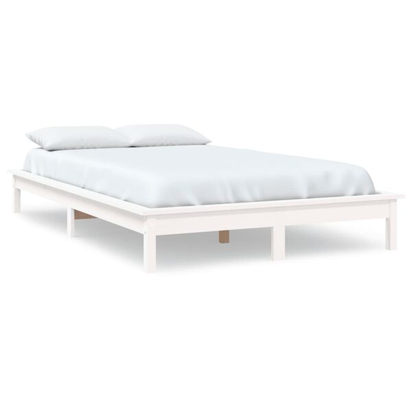 vidaXL Bedframe massief grenenhout wit 150x200 cm