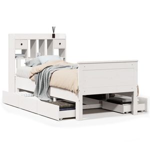 vidaXL Bed met boekenkast zonder matras grenenhout wit 90x190 cm