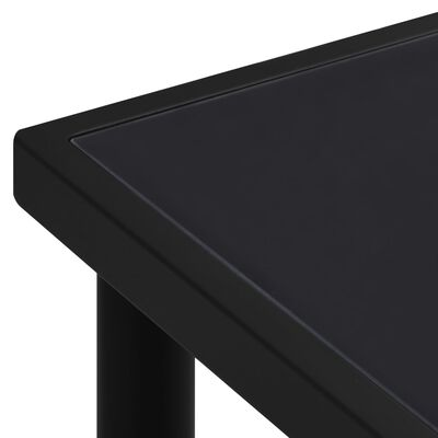vidaXL Tuintafel met glazen tafelblad 150x90x74 cm staal zwart