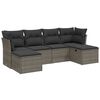 vidaXL 6-delige Loungeset met kussens poly rattan grijs