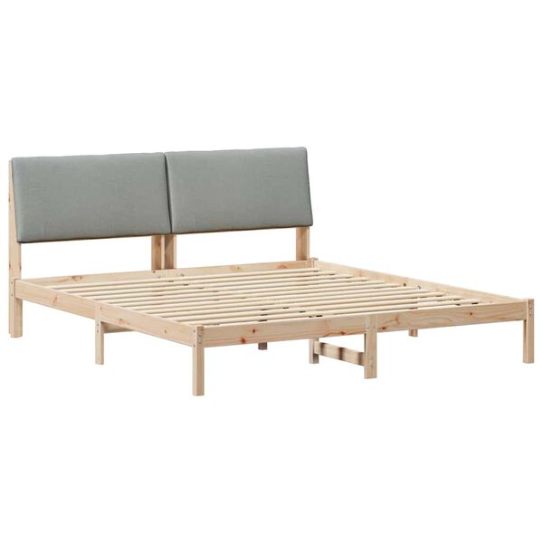 vidaXL Bedframe Bruin en lichtgrijs 200 x 200 cm Massief grenenhout