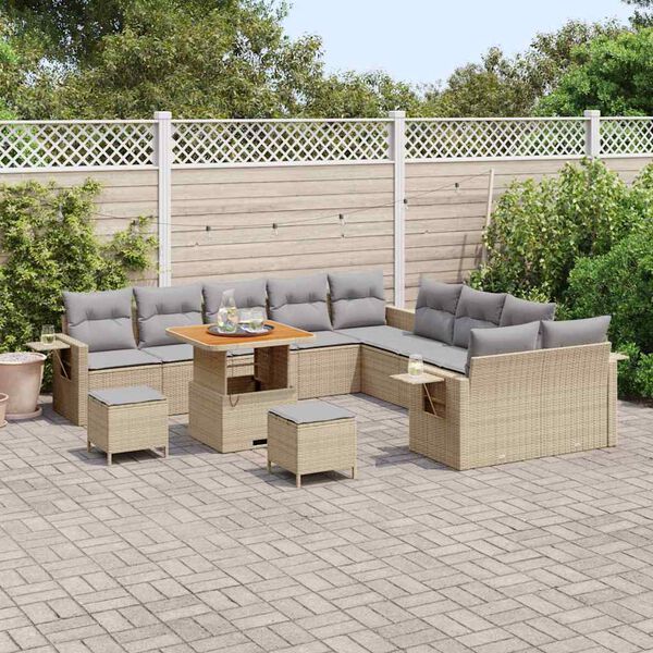 vidaXL Tuinbankenset 13 pcs Beige poly rattan