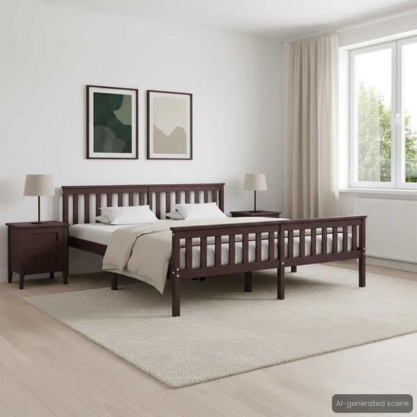 vidaXL Bedframe massief grenenhout donkerbruin 180x200 cm