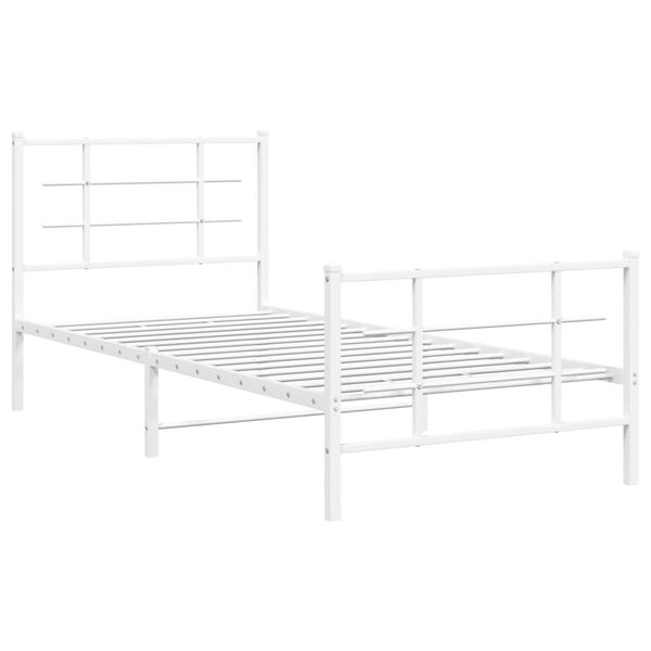 vidaXL Bedframe met hoofd- en voeteneinde metaal wit 90x190 cm