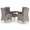 vidaXL 5-delige Tuinset poly rattan en glas grijs