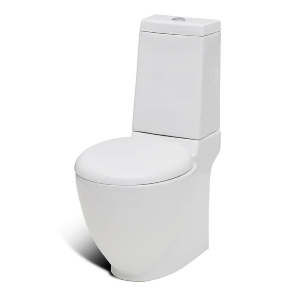 vidaXL Toilet- en bidetset staand keramiek wit