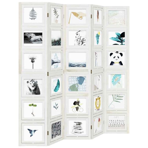 vidaXL Kamerscherm met 5 panelen massief paulowniahout wit