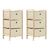 vidaXL Opbergrekken met 3 stoffen manden 2 st cederhout beige