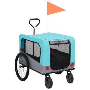 vidaXL Fietstrailer en hondenwagen 2-in-1 blauw en grijs