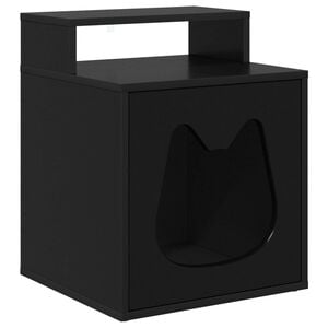 vidaXL Kattenhuis Zwart 42,5 x 40 x 53,5 cm Bewerkt hout