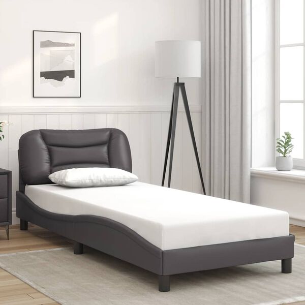 vidaXL Bedframe zonder matras "Hvar" kunstleer grijs 80x200 cm