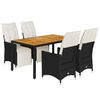 vidaXL 5-delige Tuinset met kussens poly rattan zwart