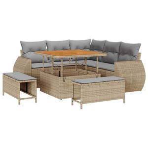 vidaXL Tuinbankenset 8 pcs Beige poly rattan