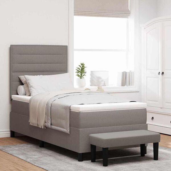 vidaXL Boxspringbed met matras met hoofdeinde Taupe 90 x 200 cm Stof