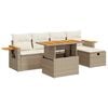 vidaXL 6-delige Loungeset met kussens poly rattan beige