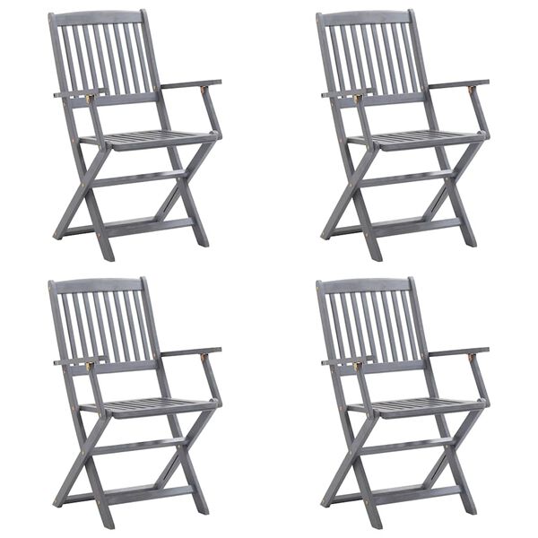 vidaXL Tuinstoelen 4 st inklapbaar met kussens massief acaciahout