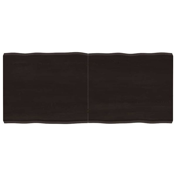 vidaXL Tafelblad natuurlijke rand 140x60x(2-6)cm eikenhout donkerbruin