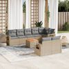 vidaXL 9-delige Loungeset met kussens poly rattan beige