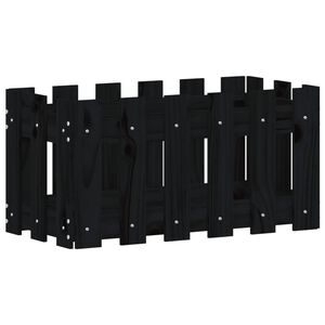 vidaXL Plantenbak met hekontwerp 60x30x30 cm massief grenenhout zwart