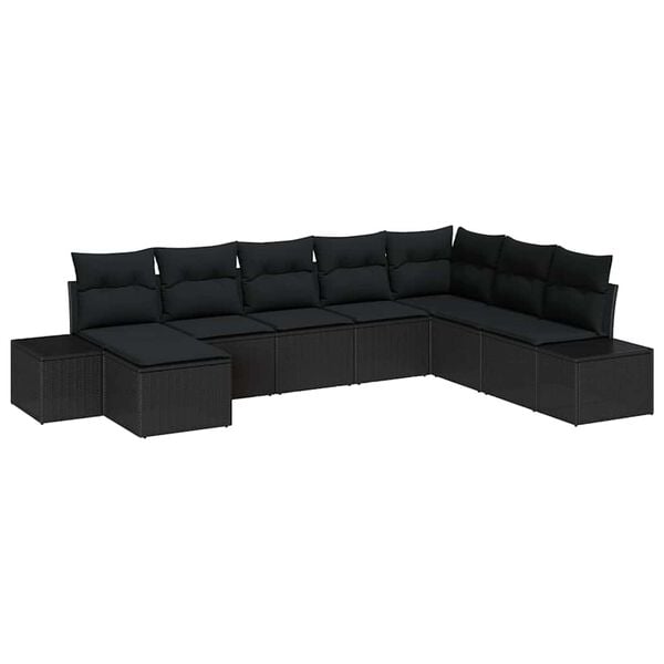 vidaXL Tuin Sofa Set met kussen met opslag 8 pcs Zwart poly rattan