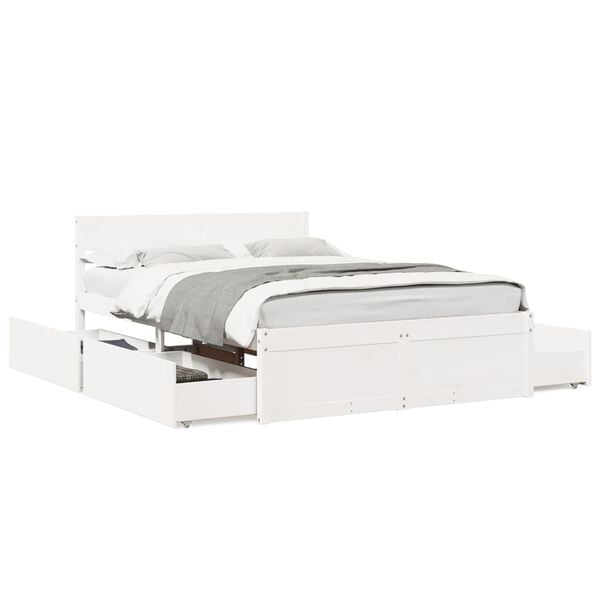 vidaXL Bedframe zonder matras massief grenenhout wit 120x190 cm