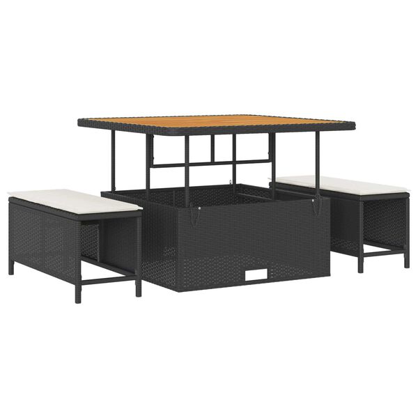 vidaXL Tuin Sofa Set met kussen met opslag 8 pcs Zwart en Cr&egrave;me