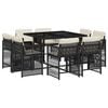 vidaXL 9-delige Tuinset poly rattan zwart