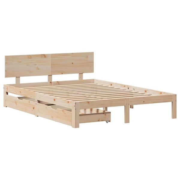 vidaXL Bedframe met lades massief grenenhout 150x200 cm