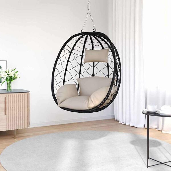 vidaXL Hangende ei-stoel Taupe 91.5 x 60 x 110 cm poly rattan