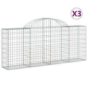 vidaXL Schanskorven 3 st gewelfd 200x30x80/100 cm gegalvaniseerd ijzer