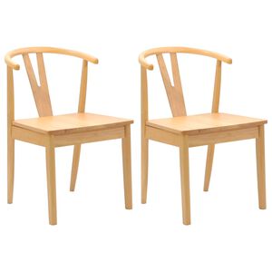 vidaXL Eetkamerstoel 2 st Massief Rubberhout Naturel