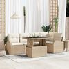 vidaXL Tuin Sofa Set met kussen met opslag 6 pcs Beige Poly riet