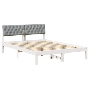 vidaXL Bedframe Wit en lichtgrijs 120 x 190 cm Massief grenenhout