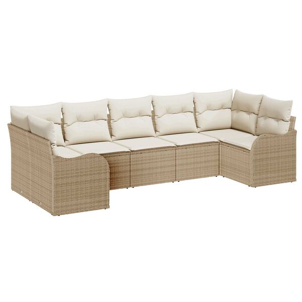 vidaXL Tuin Sofa Set Beige poly rattan