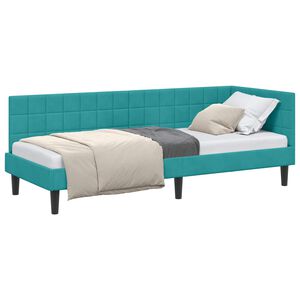 vidaXL Hoekbedframe Turquoise 80 x 200 cm Fluweel