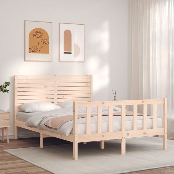 vidaXL Bedframe met hoofdbord massief hout