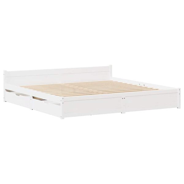 vidaXL Bedframe zonder matras massief grenenhout wit 120x200 cm