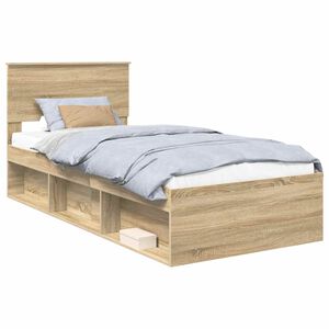 vidaXL Bedframe met hoofdeinde Sonoma 90 x 190 cm Bewerkt hout