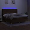 vidaXL Boxspring met matras en LED stof donkerbruin 160x200 cm