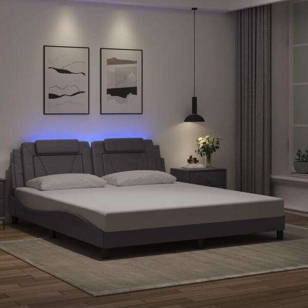 vidaXL Bedframe "Viana" met LED zonder matras grijs 180x200 cm
