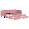 vidaXL Slaapbank met onderschuifbed en lades 80x200 cm fluweel roze