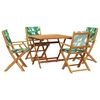 vidaXL 5-delige Tuinset bladpatroon stof en massief hout