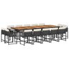vidaXL 15-delige Tuinset met kussens poly rattan zwart
