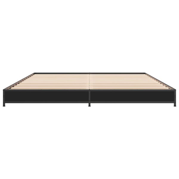vidaXL Bedframe bewerkt hout metaal zwart 120x190 cm
