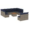 vidaXL 12-delige Loungeset met kussens poly rattan grijs