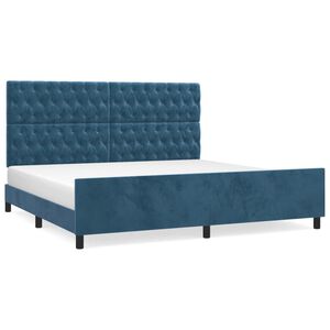 vidaXL Bedframe zonder matras 200x200 cm fluweel donkerblauw