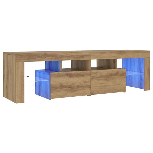 vidaXL Tv-meubel met LED 140x36,5x40 cm bewerkt hout artisanaal eiken