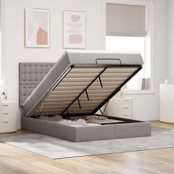 vidaXL Ottoman bed met matras en LED's 140x190cm stof taupe